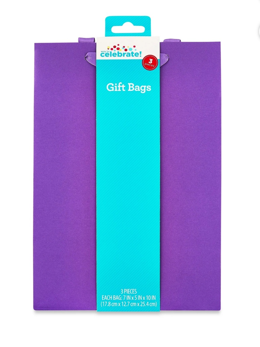 Large Purple Gift Bags, 7" x 10", 3 Count, by Way To Celebrate